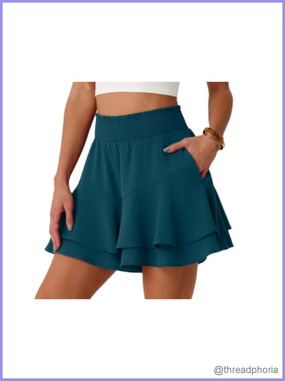 Flowy Boho Ruffle Tiered Skort High Waisted with Pockets